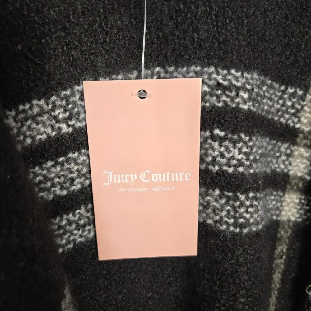 Juicy Couture Plaid Fringe Shawl, Poncho, Wrap, Sweater One Size